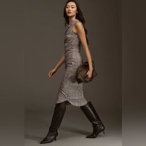 Anthropologie Maeve One-Shoulder Asymmetrical Slim Midi Dress Size 14